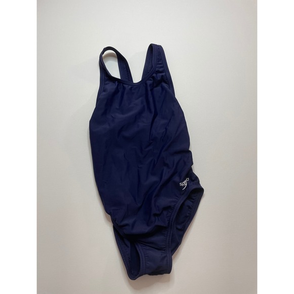 Speedo Swimsuit One Piece Navy Blue Competitive Youth Size‎ 12/28 - Picture 1 of 6